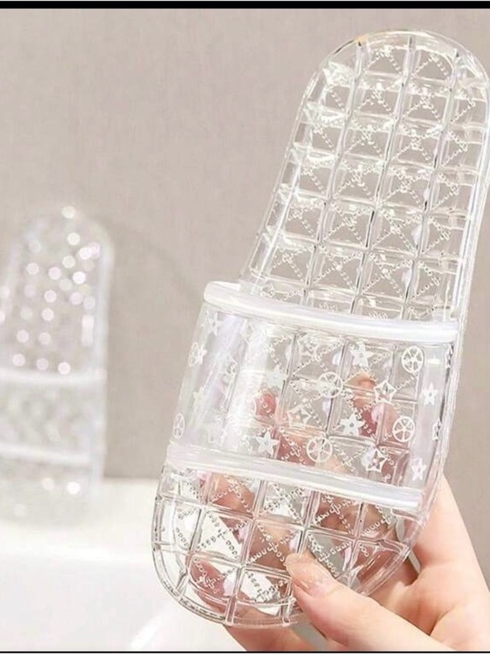 SHEIN Clear Crystal Star-Accent Slide Sandals